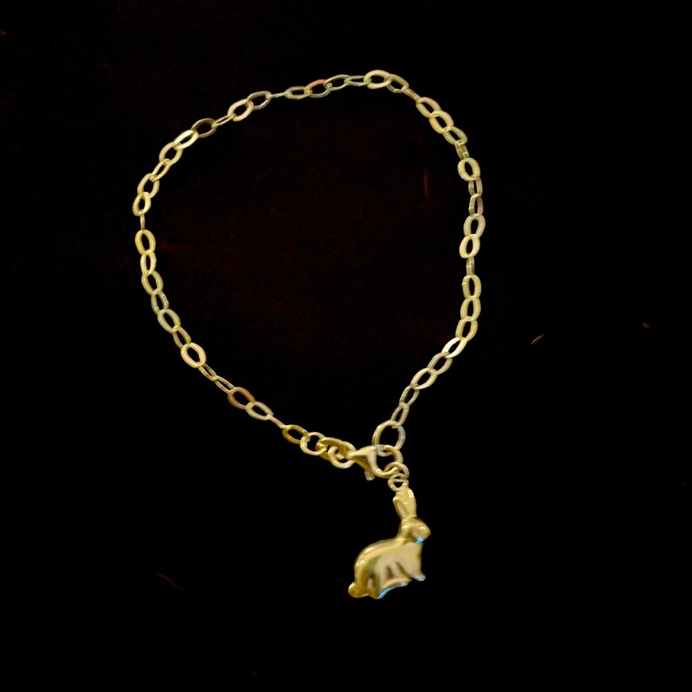 Sterling silver chain and sterling bunny charm bracelet